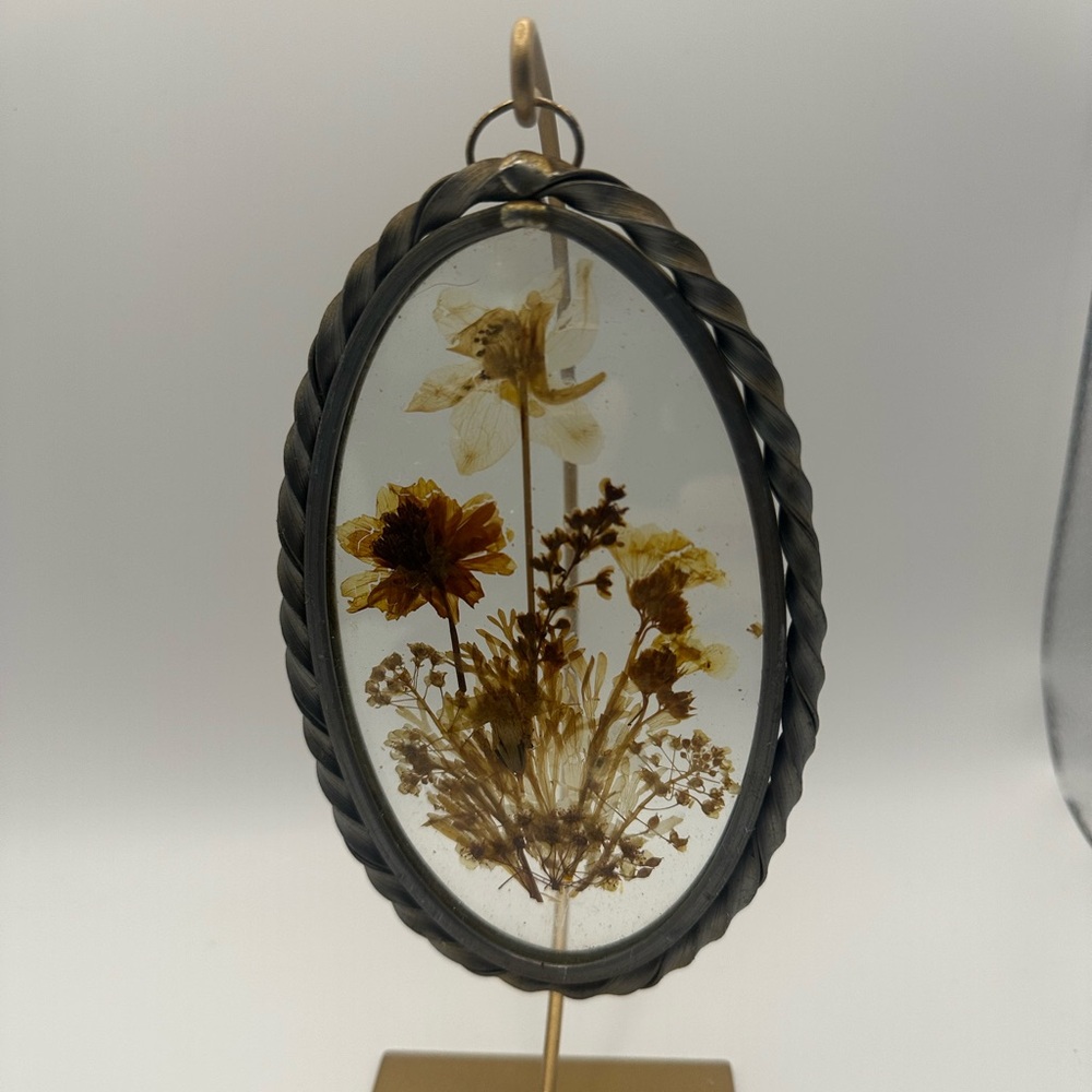 Vintage Oval Floral Pressed glass ornament/suncatcher